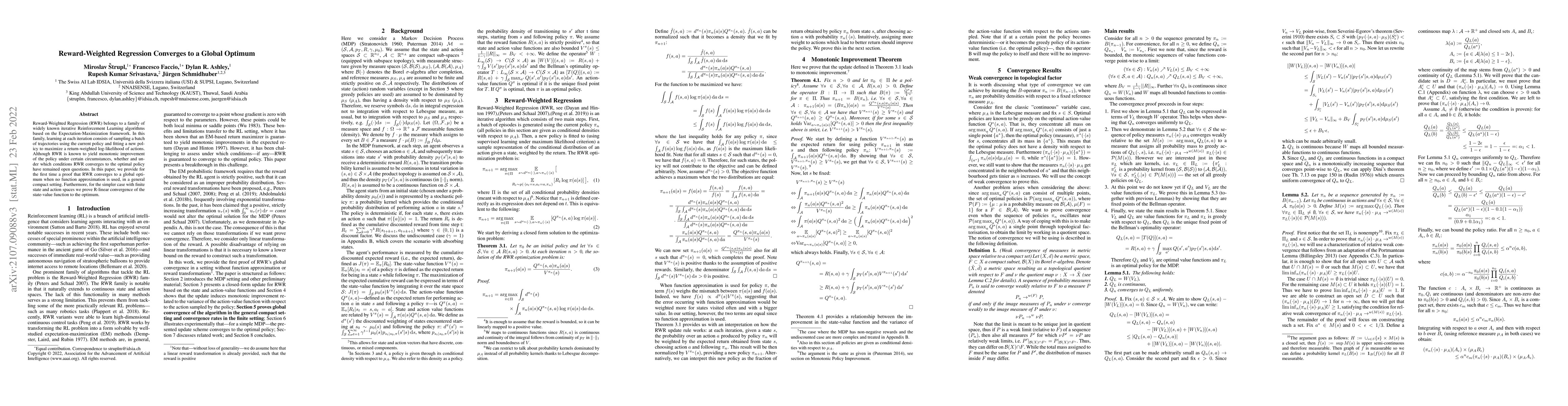 Thumbnail for Reward-Weighted Regression Converges to a Global Optimum