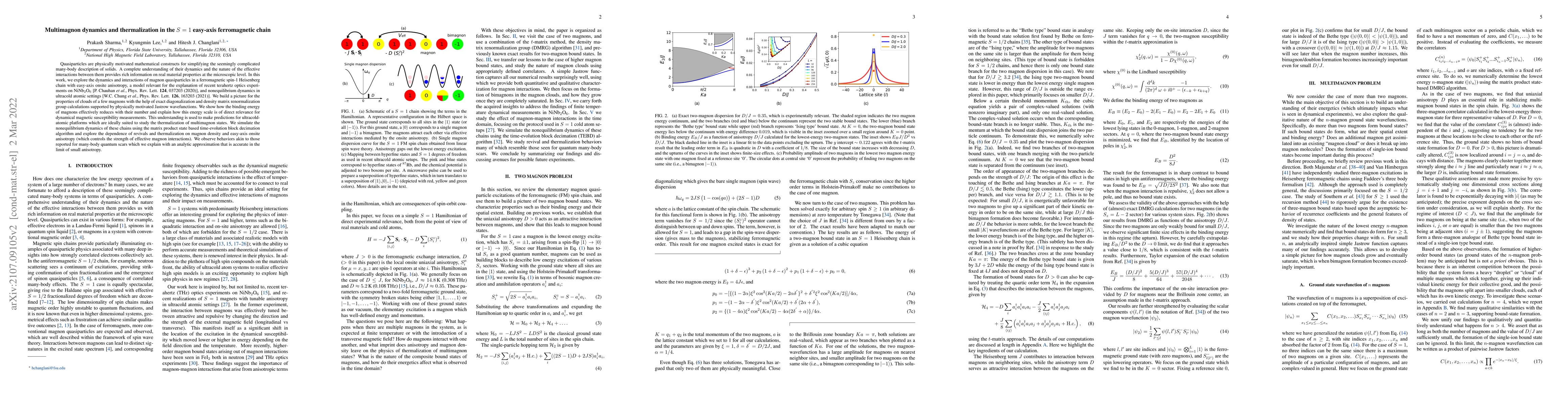 Thumbnail for Multimagnon dynamics and thermalization in the $S=1$ easy-axis
  ferromagnetic chain