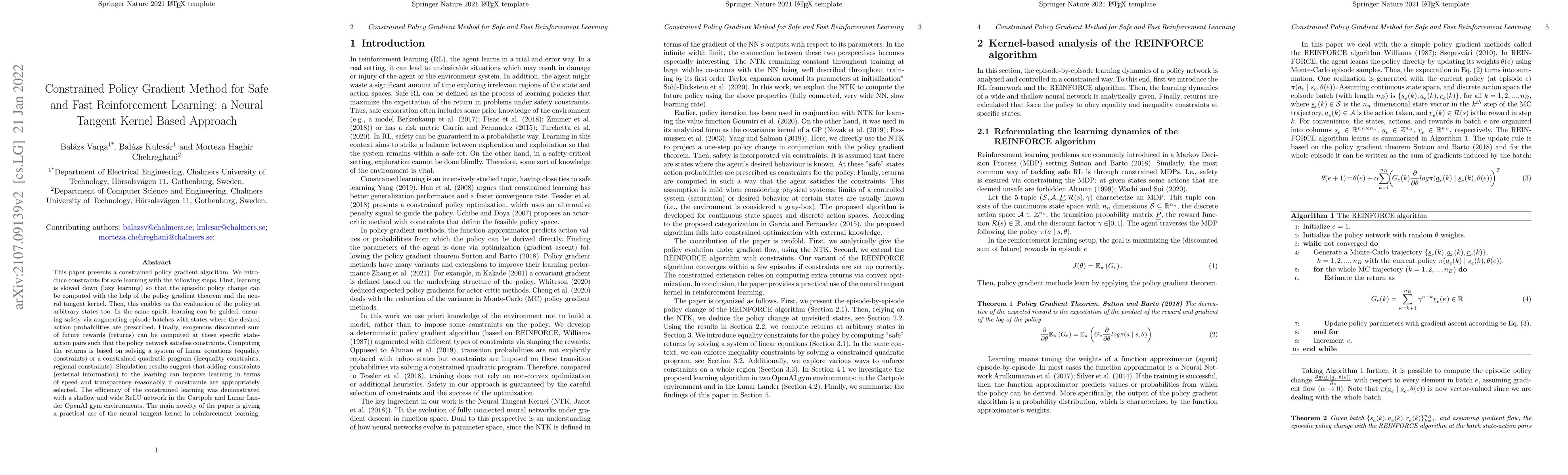 Thumbnail for Constrained Policy Gradient Method for Safe and Fast Reinforcement
  Learning: a Neural Tangent Kernel Based Approach