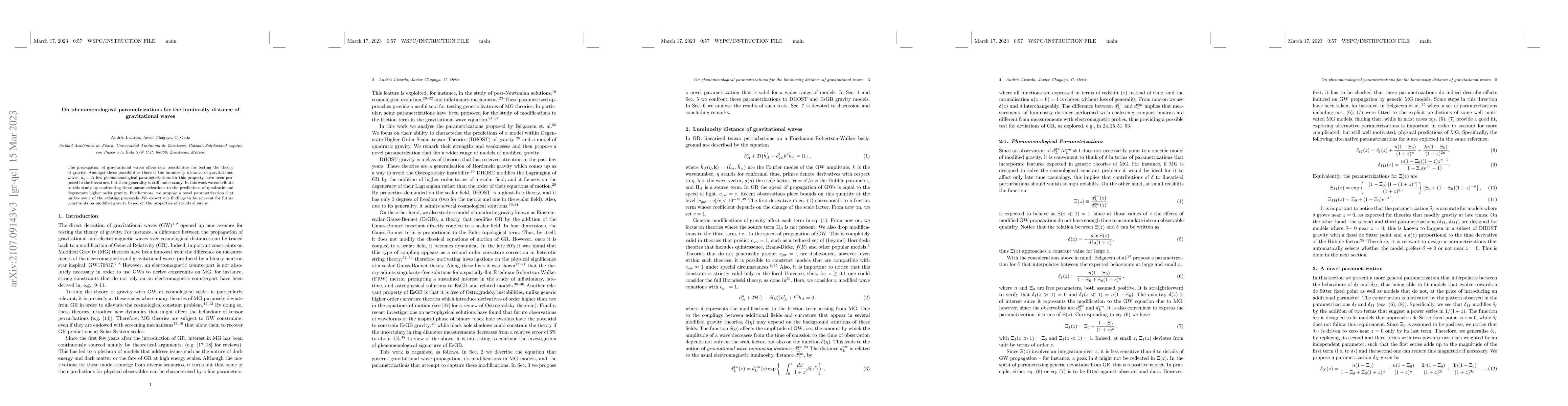 Thumbnail for On phenomenological parametrizations for the luminosity distance of
  gravitational waves