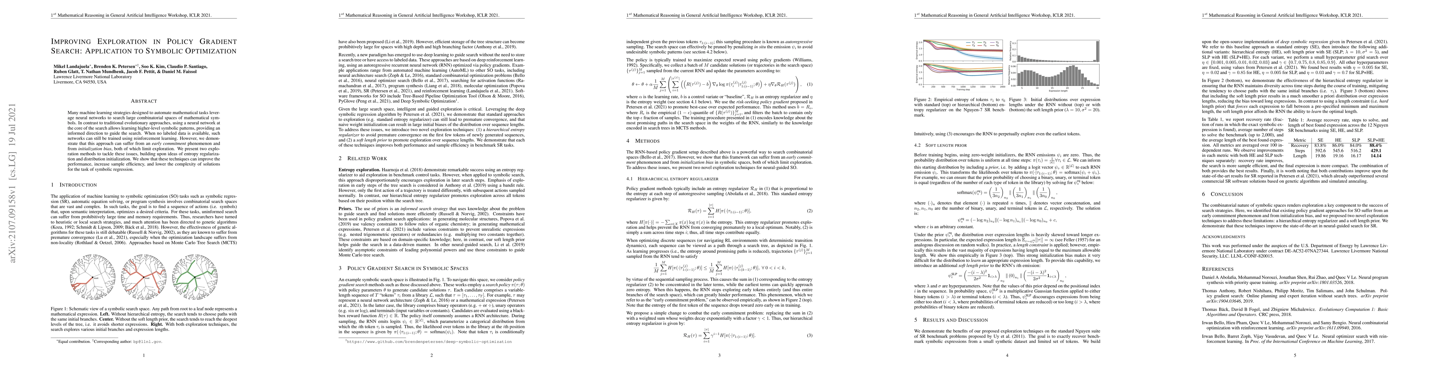 Thumbnail for Improving exploration in policy gradient search: Application to symbolic
  optimization