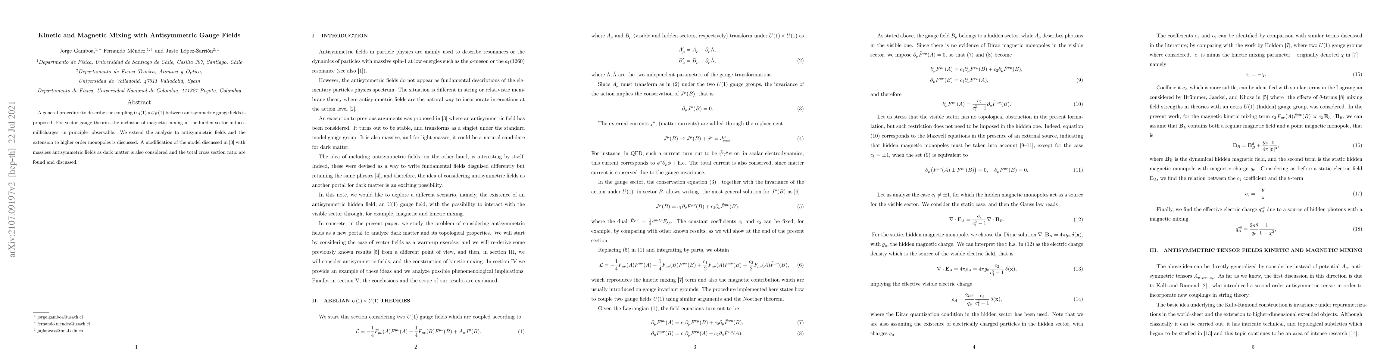 Thumbnail for Kinetic and Magnetic Mixing with Antisymmetric Gauge Fields