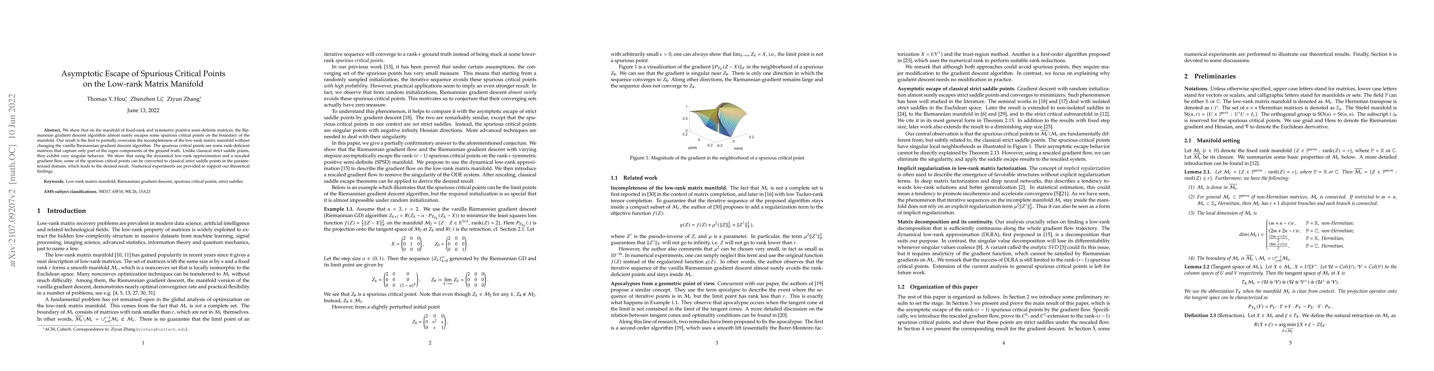 Thumbnail for Asymptotic Escape of Spurious Critical Points on the Low-rank Matrix
  Manifold