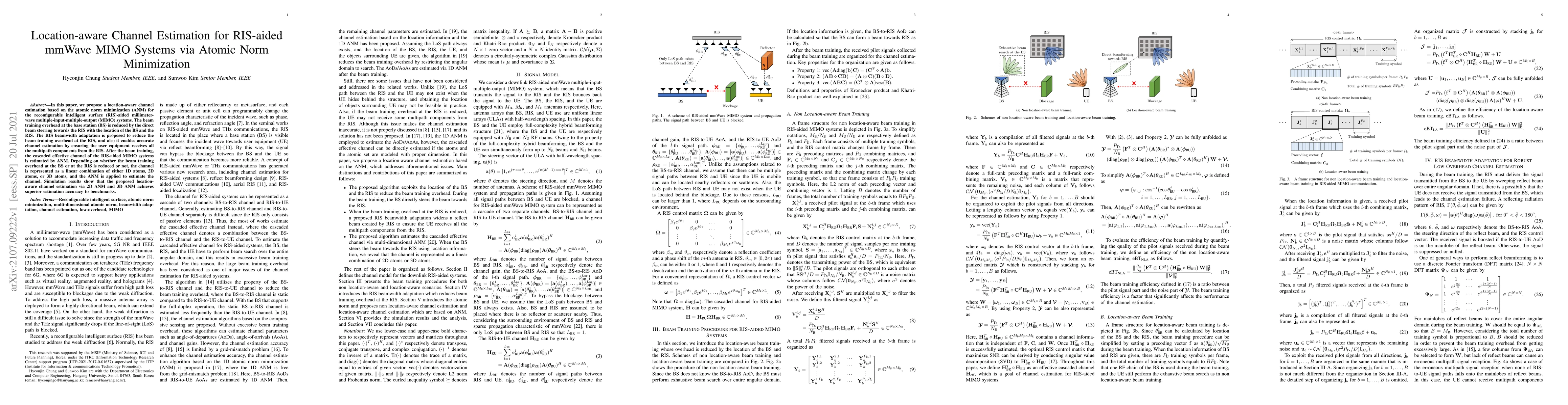 Thumbnail for Location-aware Channel Estimation for RIS-aided mmWave MIMO Systems via
  Atomic Norm Minimization