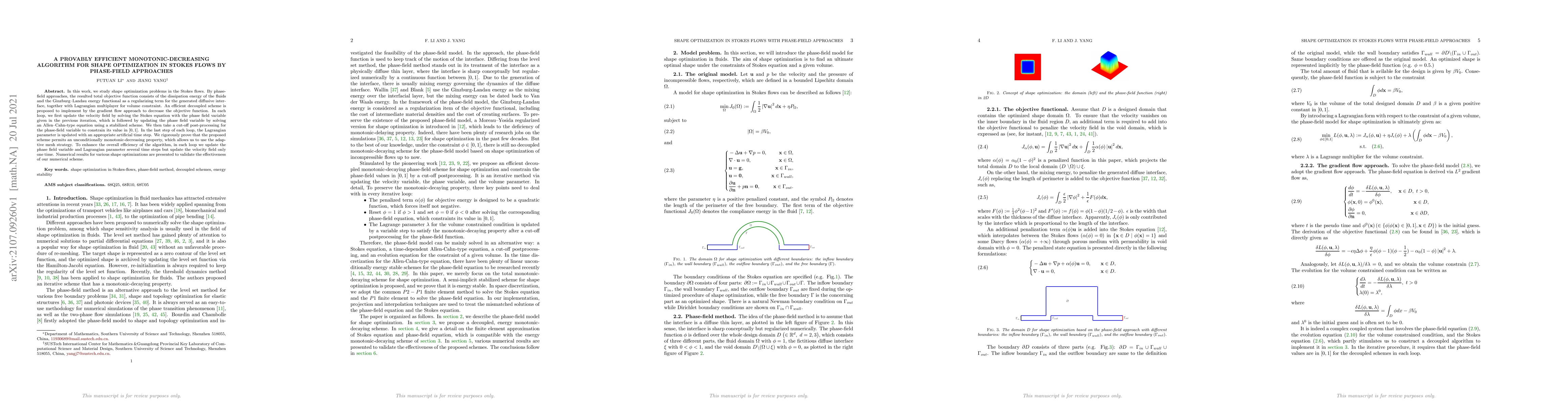 Thumbnail for A provably efficient monotonic-decreasing algorithm for shape
  optimization in Stokes flows by phase-field approaches