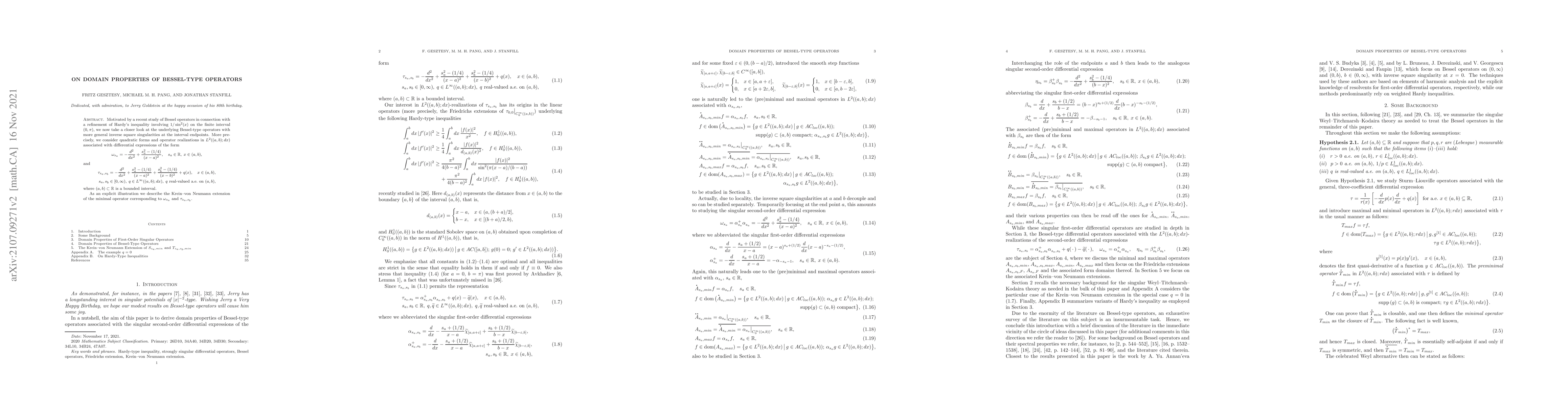Thumbnail for On domain properties of Bessel-type operators