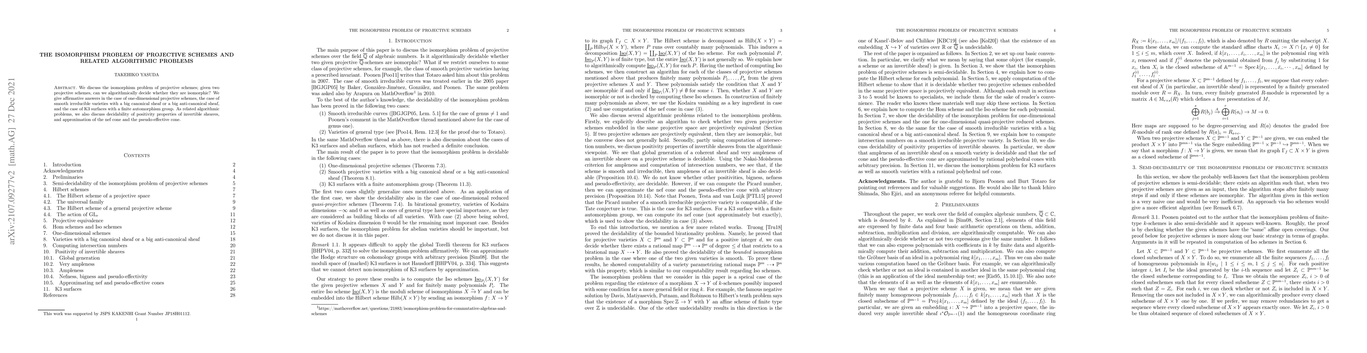 Thumbnail for The isomorphism problem of projective schemes and related algorithmic
  problems