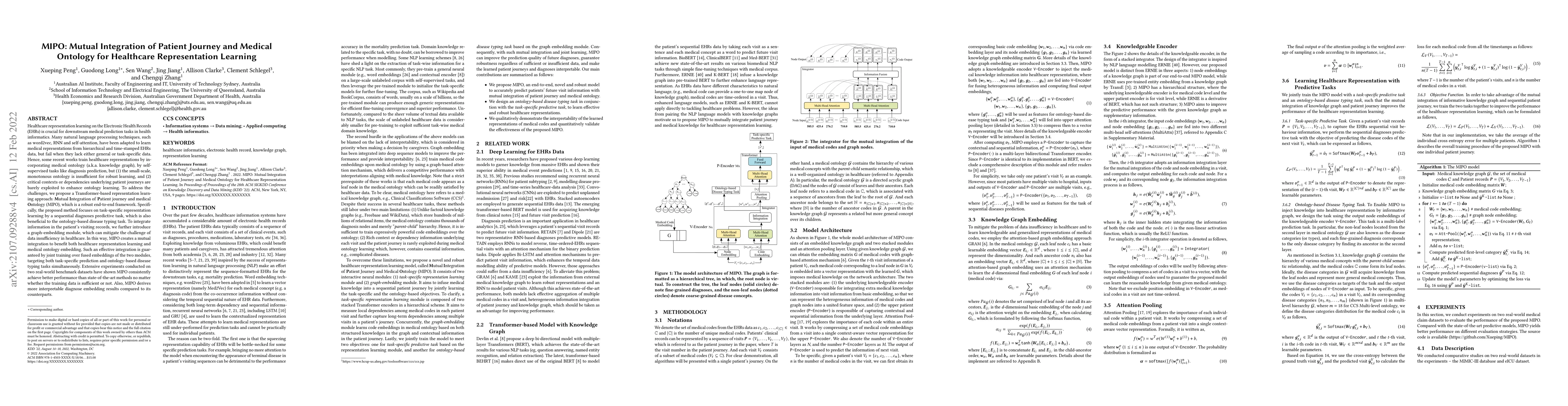 Thumbnail for MIPO: Mutual Integration of Patient Journey and Medical Ontology for
  Healthcare Representation Learning