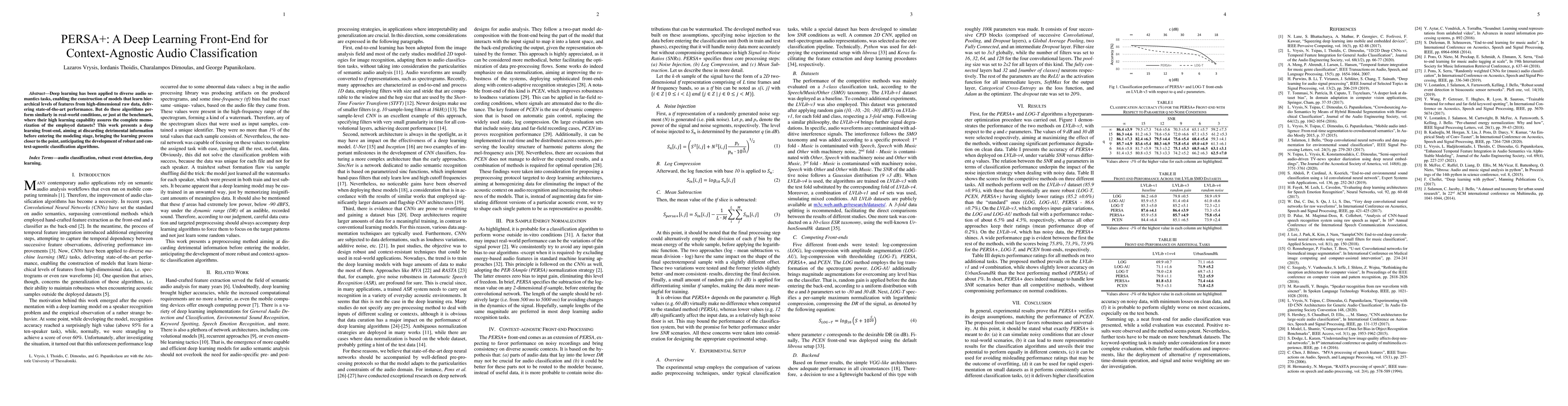 Thumbnail for PERSA+: A Deep Learning Front-End for Context-Agnostic Audio
  Classification