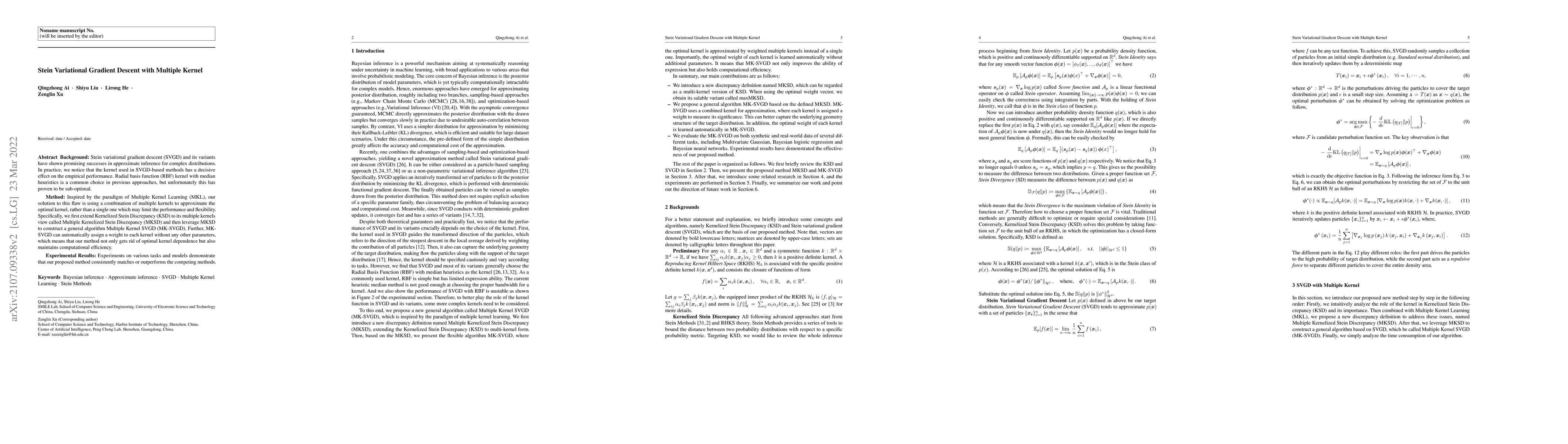 Thumbnail for Stein Variational Gradient Descent with Multiple Kernel