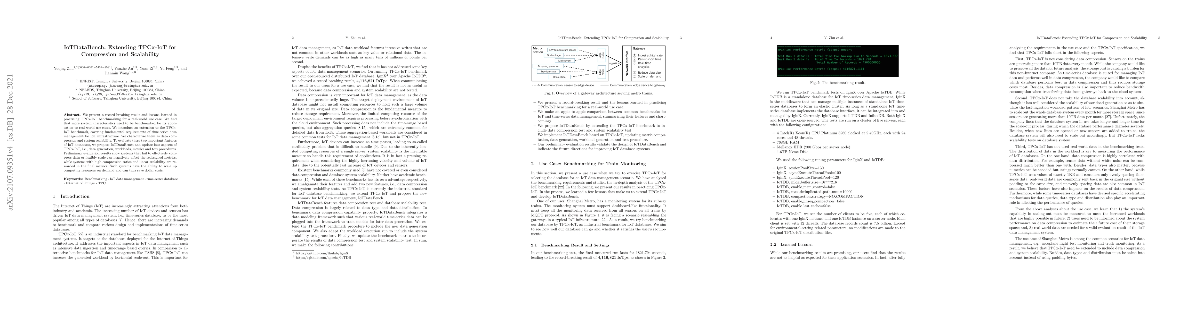 Thumbnail for IoTDataBench: Extending TPCx-IoT for Compression and Scalability