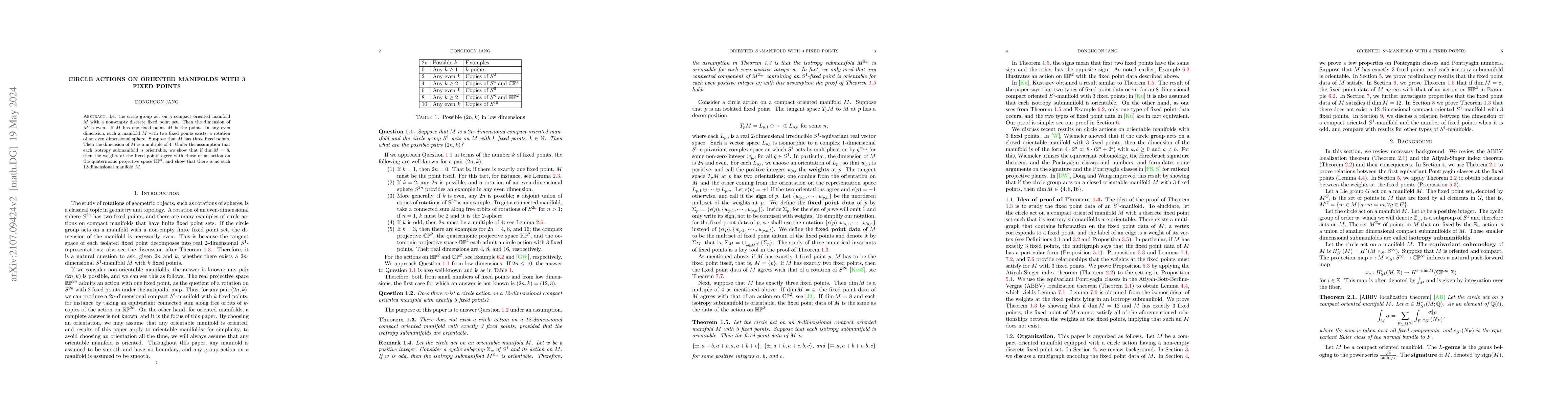 Thumbnail for Circle actions on oriented manifolds with 3 fixed points