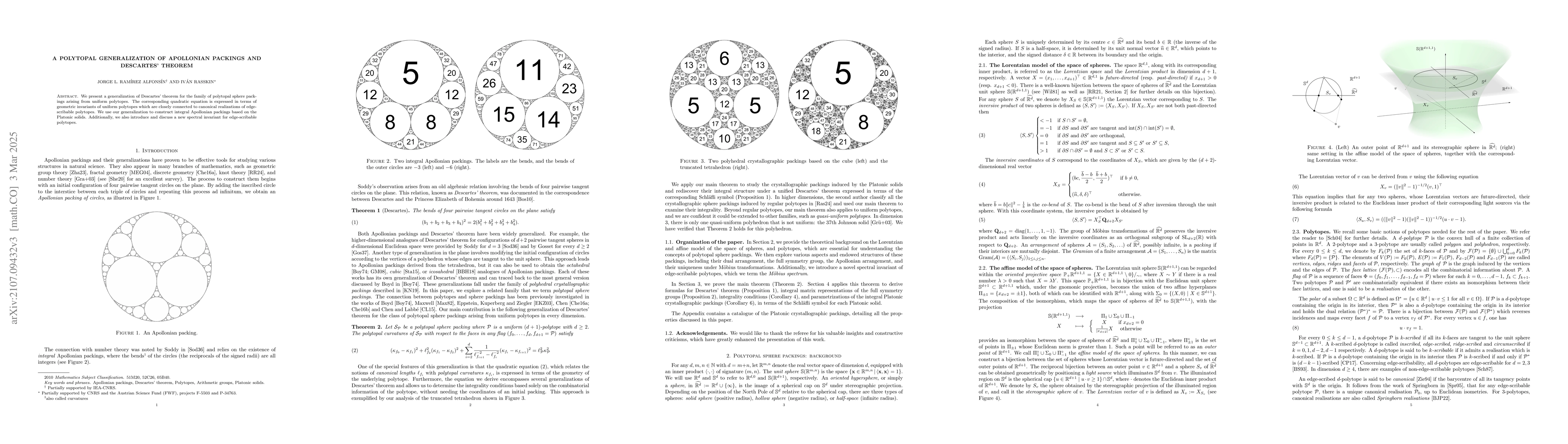 Thumbnail for A polytopal generalization of Apollonian packings and Descartes' theorem