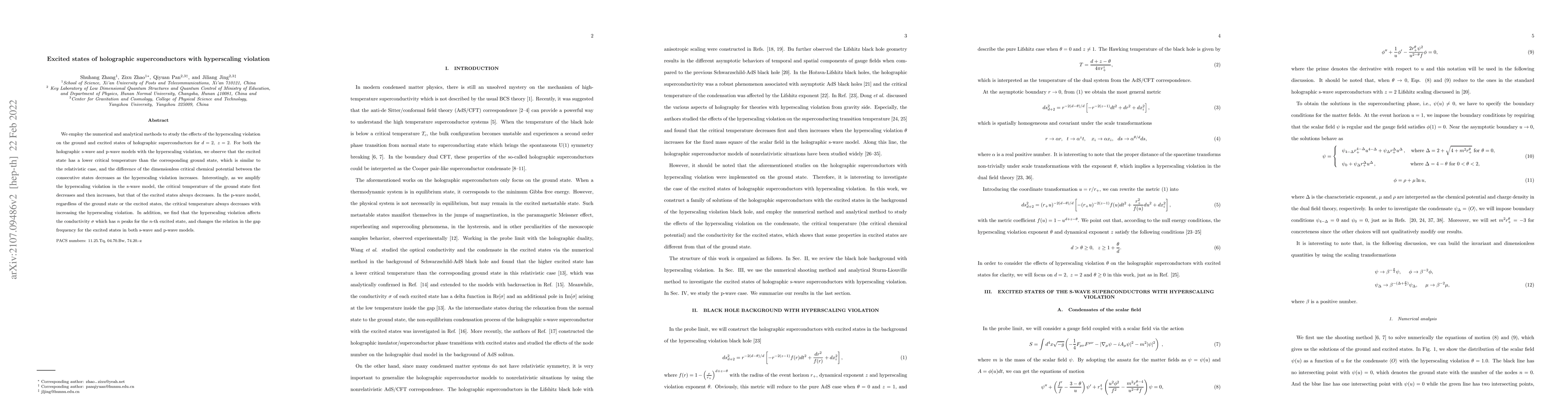 Thumbnail for Excited states of holographic superconductors with hyperscaling
  violation