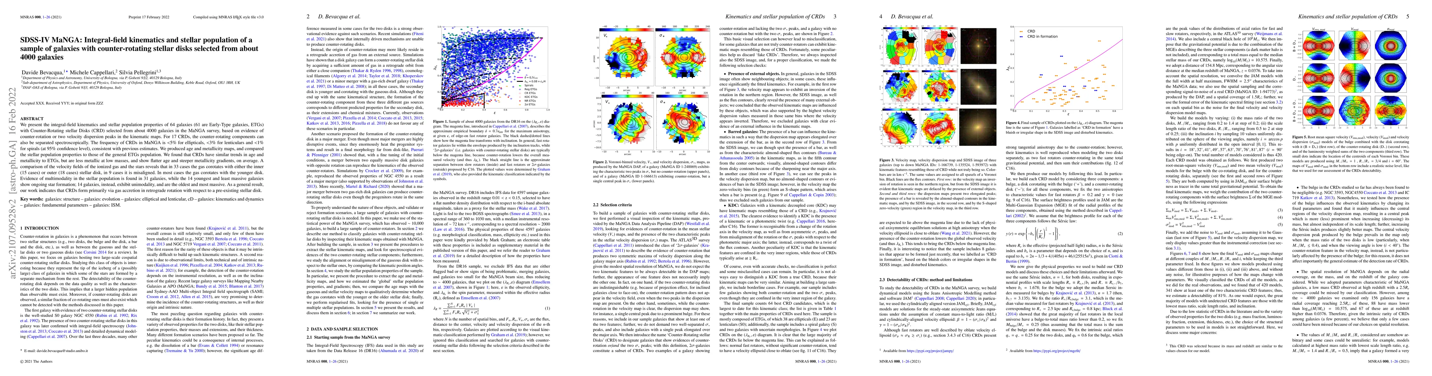 Thumbnail for SDSS-IV MaNGA: Integral-field kinematics and stellar population of a
  sample of galaxies with counter-rotating stellar disks selected from about
  4000 galaxies