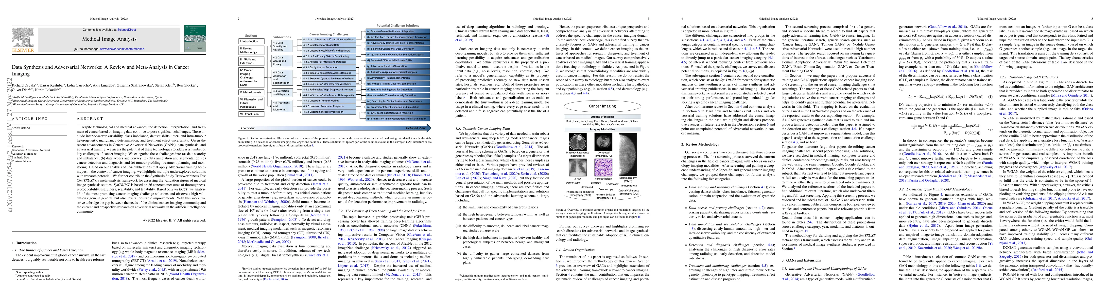 Thumbnail for Data synthesis and adversarial networks: A review and meta-analysis in
  cancer imaging