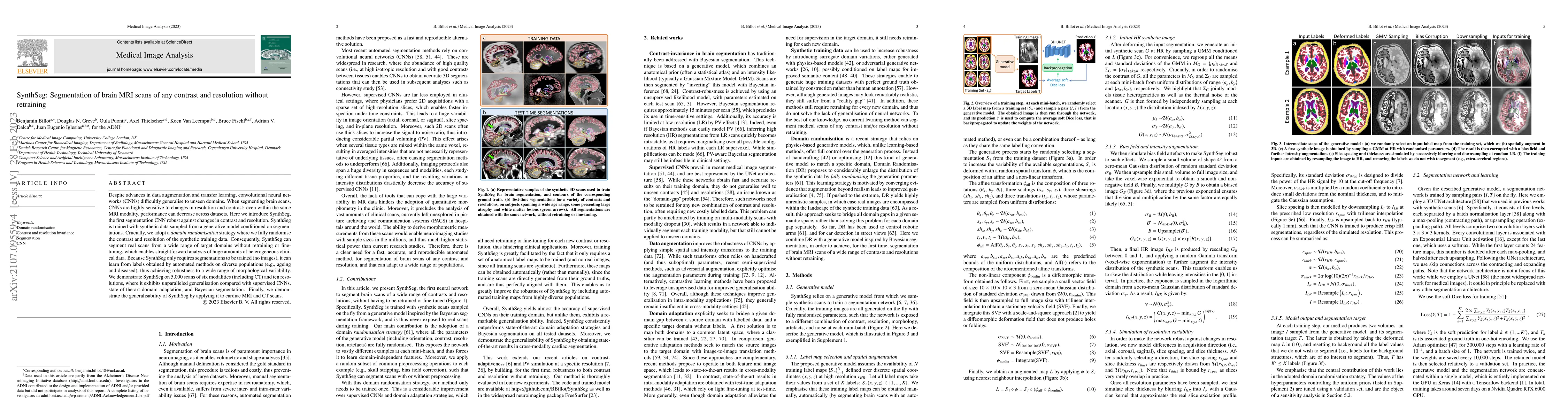 Thumbnail for SynthSeg: Segmentation of brain MRI scans of any contrast and resolution
  without retraining