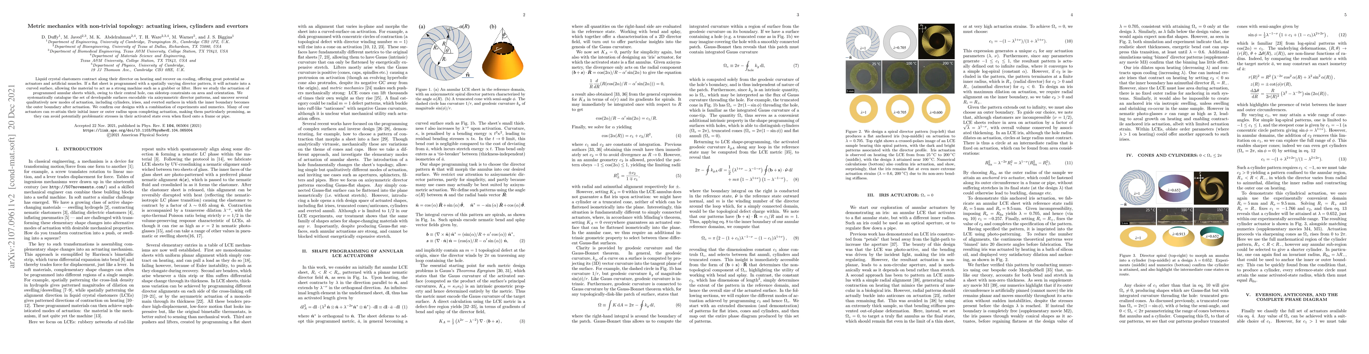 Thumbnail for Metric mechanics with non-trivial topology: actuating irises, cylinders
  and evertors