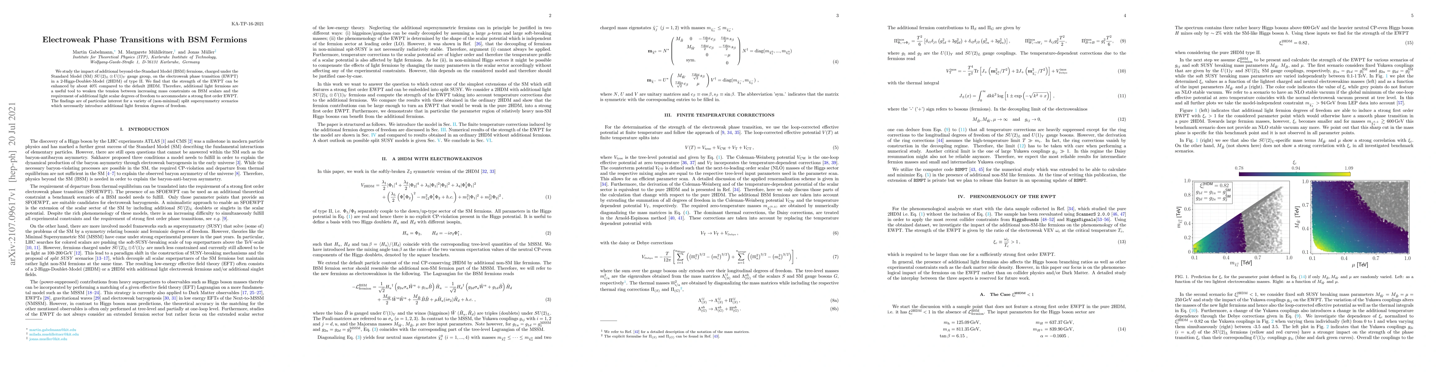 Thumbnail for Electroweak Phase Transitions with BSM Fermions