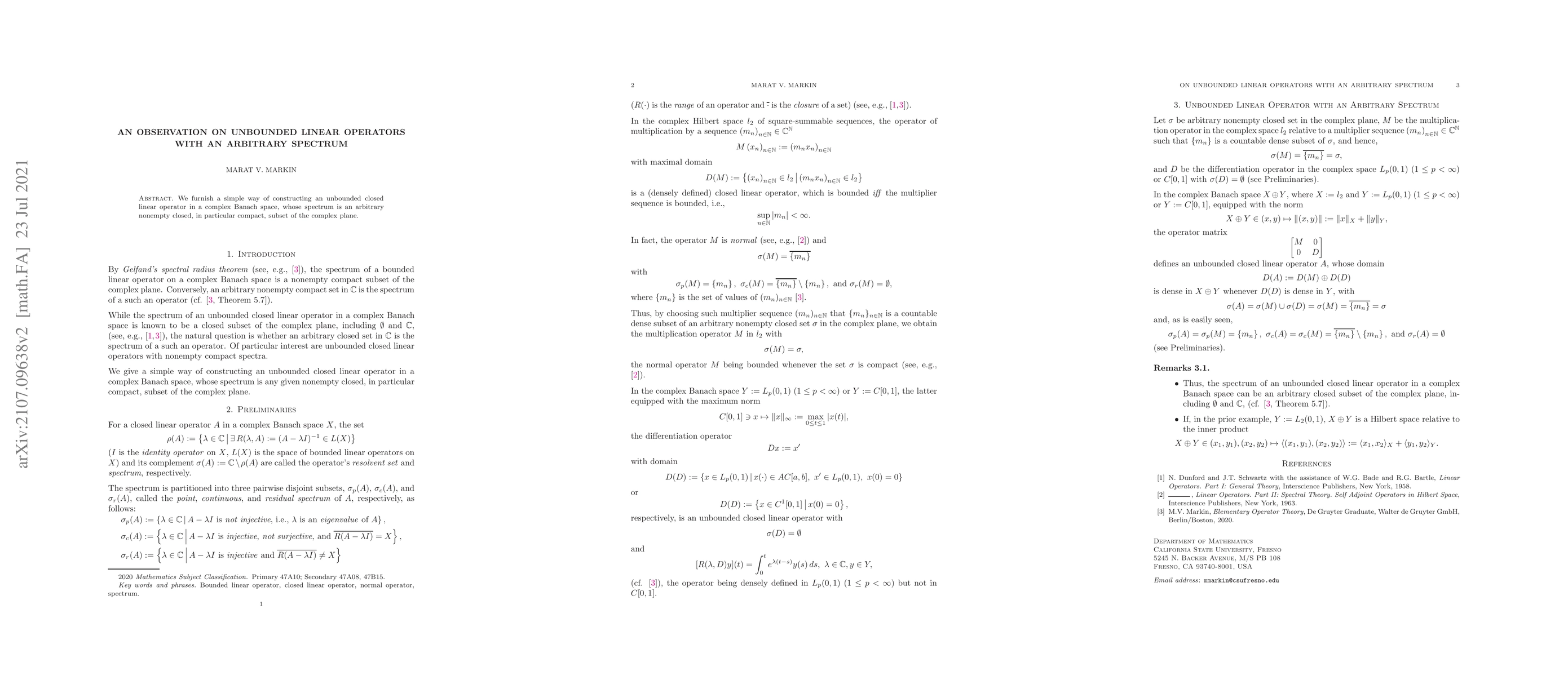 Thumbnail for An observation on unbounded linear operators with an arbitrary spectrum