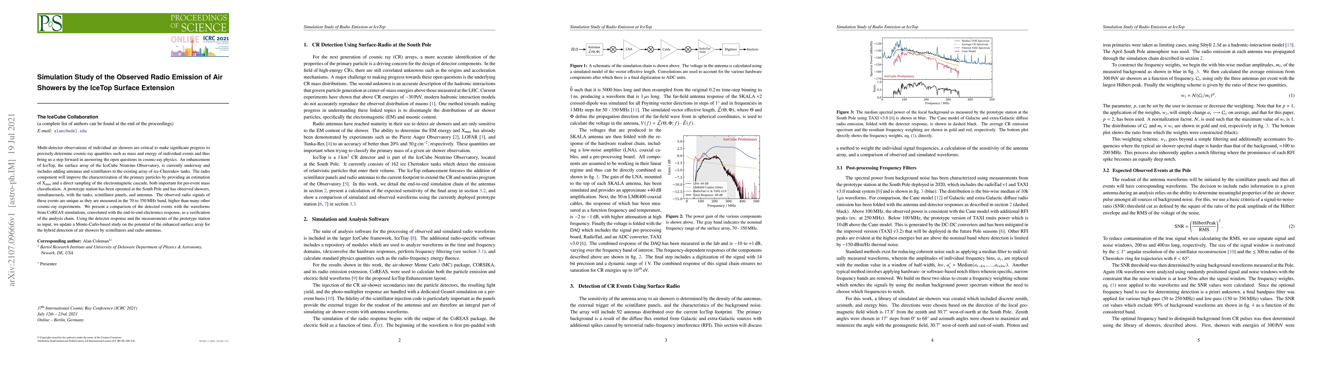 Thumbnail for Simulation Study of the Observed Radio Emission of Air Showers by the
  IceTop Surface Extension