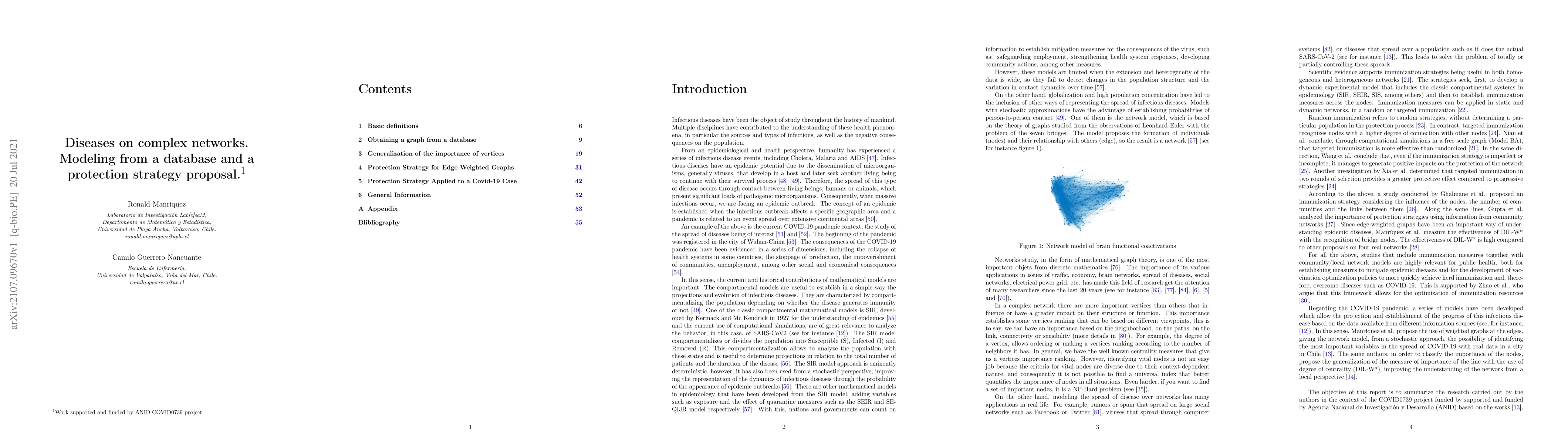 Thumbnail for Diseases on complex networks. Modeling from a database and a protection
  strategy proposal