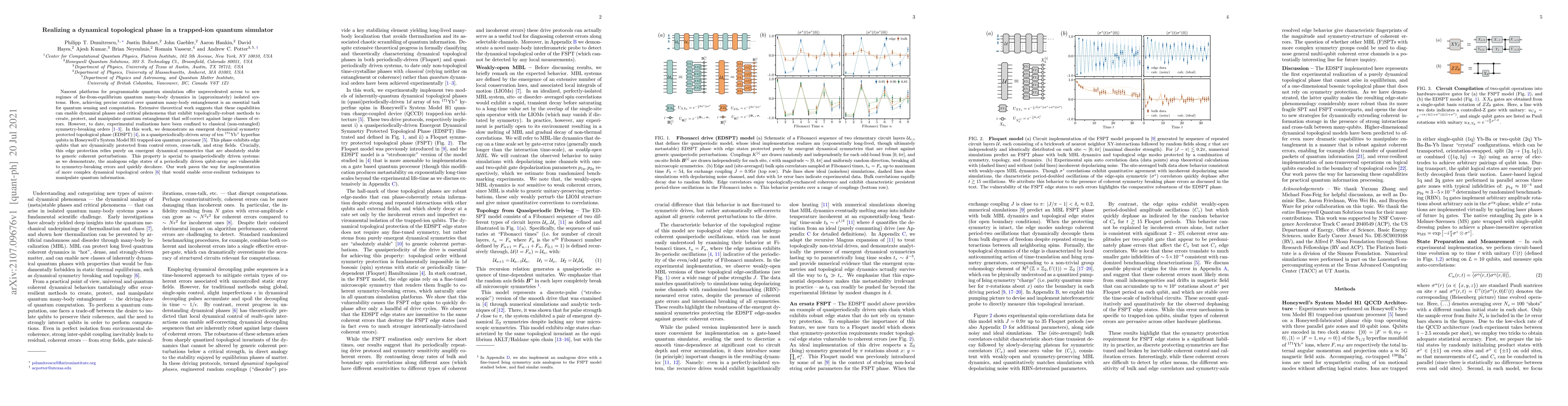 Thumbnail for Realizing a dynamical topological phase in a trapped-ion quantum
  simulator