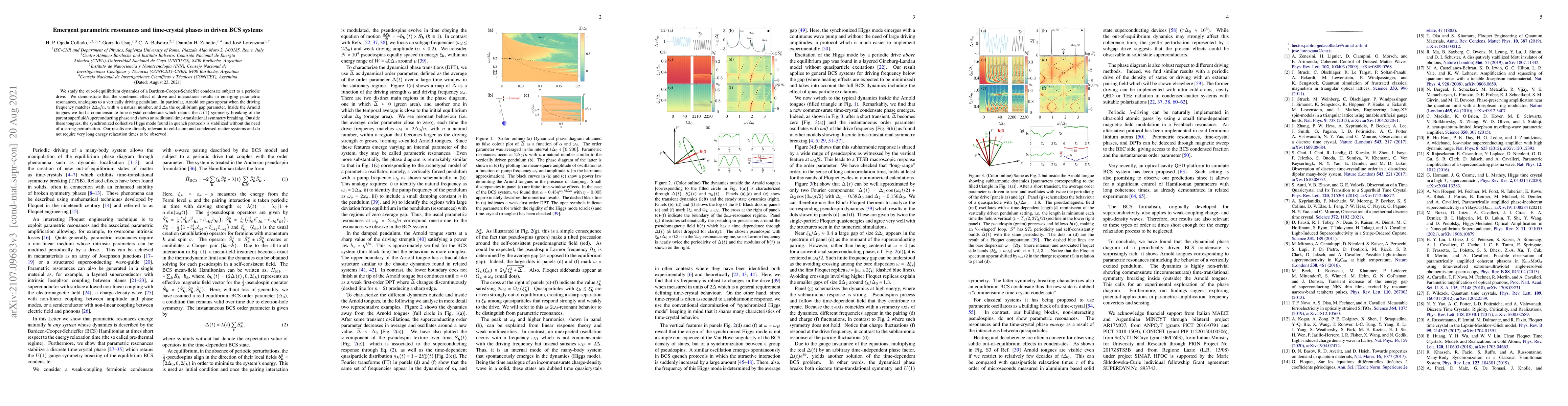 Thumbnail for Emergent parametric resonances and time-crystal phases in driven BCS
  systems