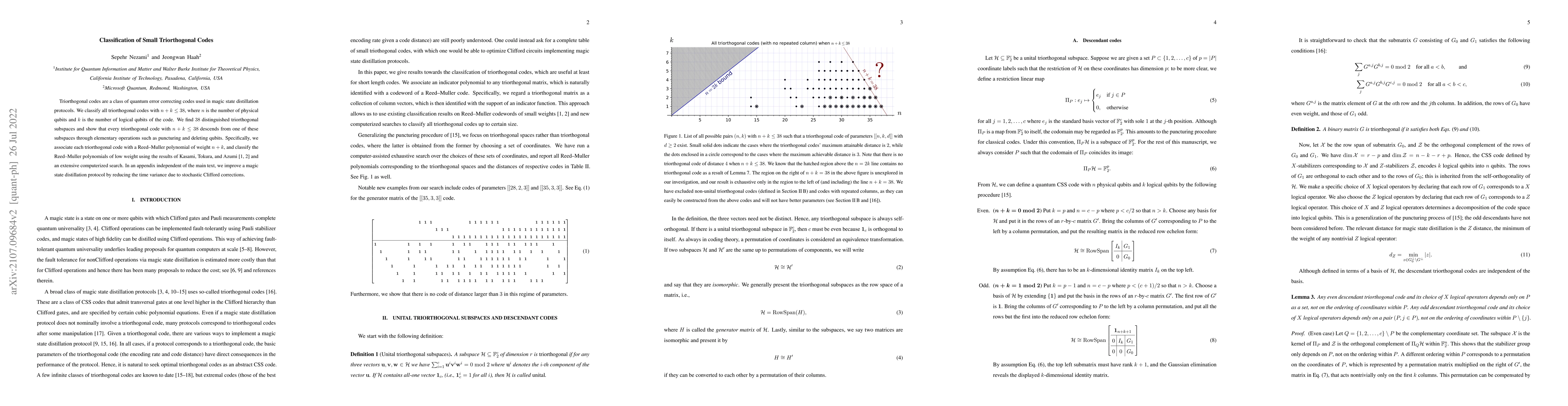 Thumbnail for Classification of Small Triorthogonal Codes