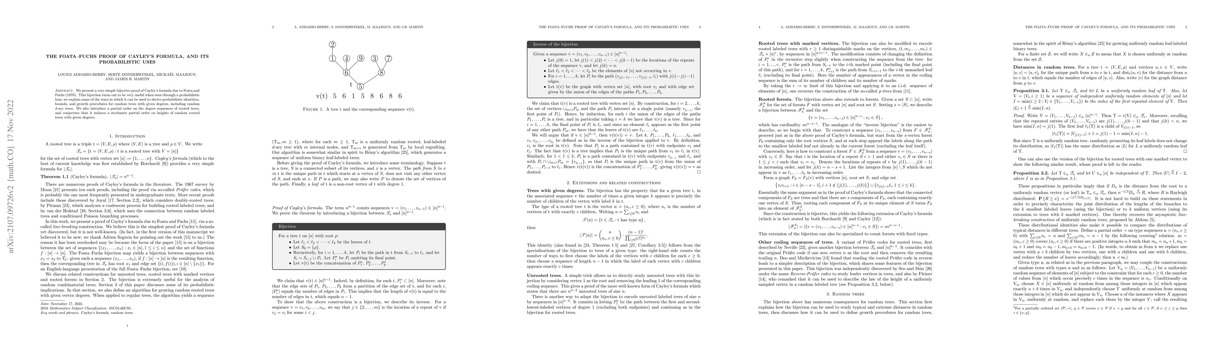 Thumbnail for The Foata-Fuchs proof of Cayley's formula, and its probabilistic uses