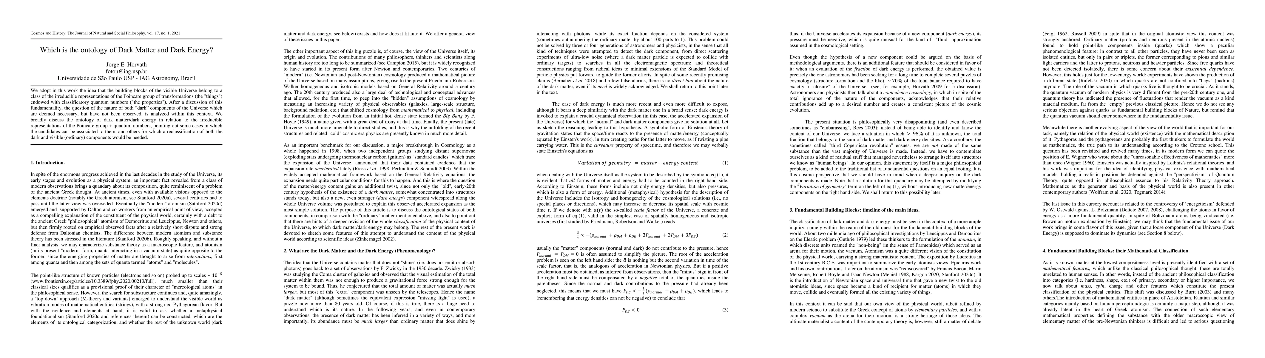Thumbnail for Which is the ontology of Dark Matter and Dark Energy?
