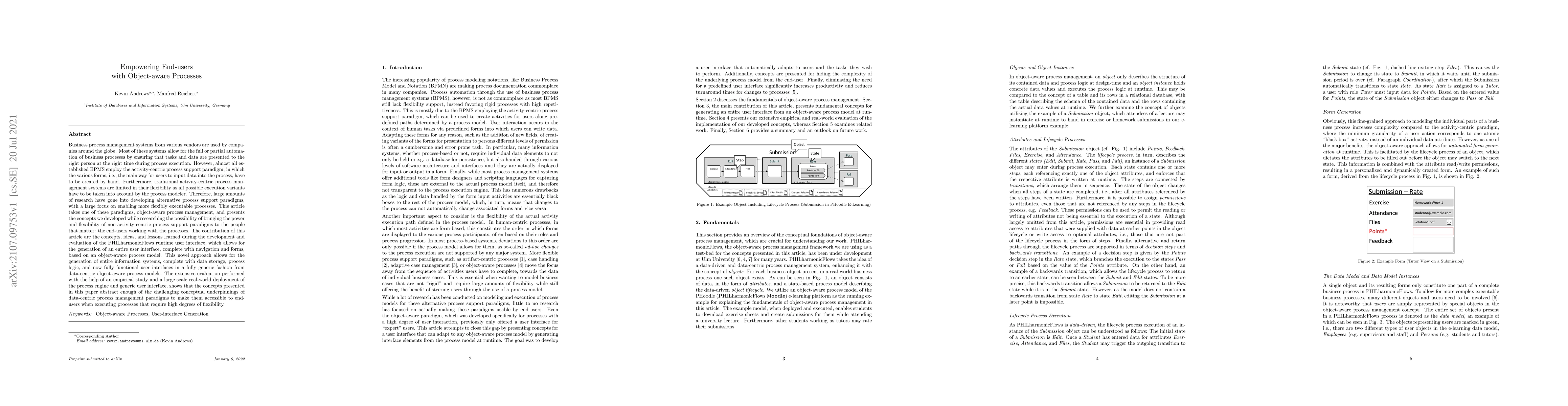 Thumbnail for Empowering End-users with Object-aware Processes