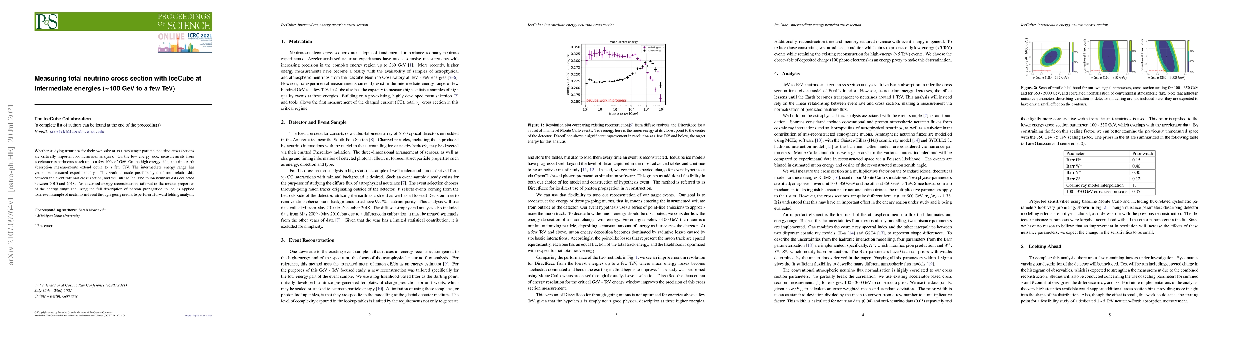 Thumbnail for Measuring total neutrino cross section with IceCube at intermediate
  energies ($\sim$100 GeV to a few TeV)