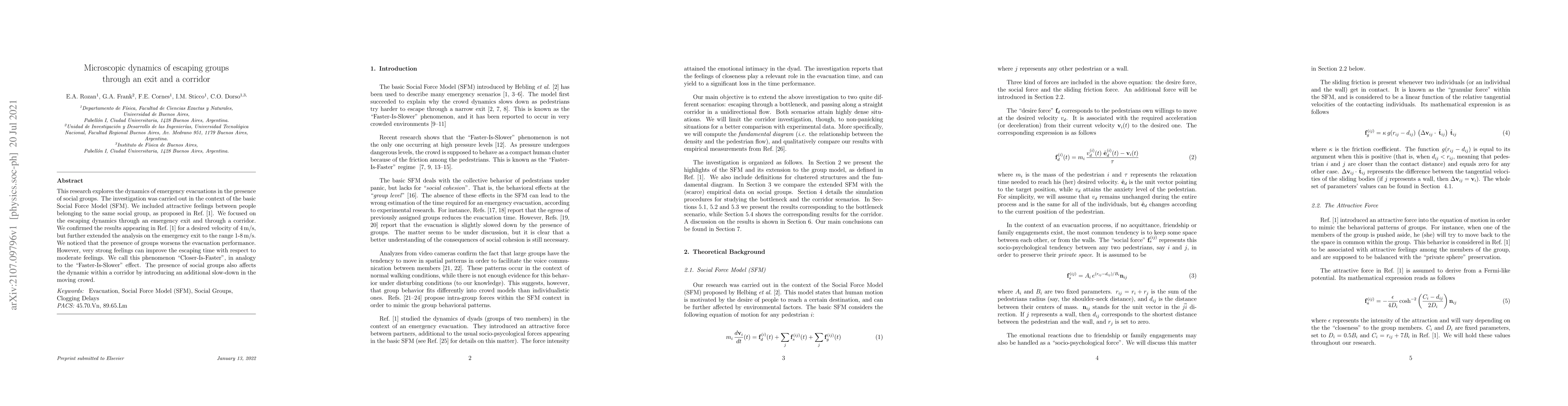 Thumbnail for Microscopic dynamics of escaping groups through an exit and a corridor