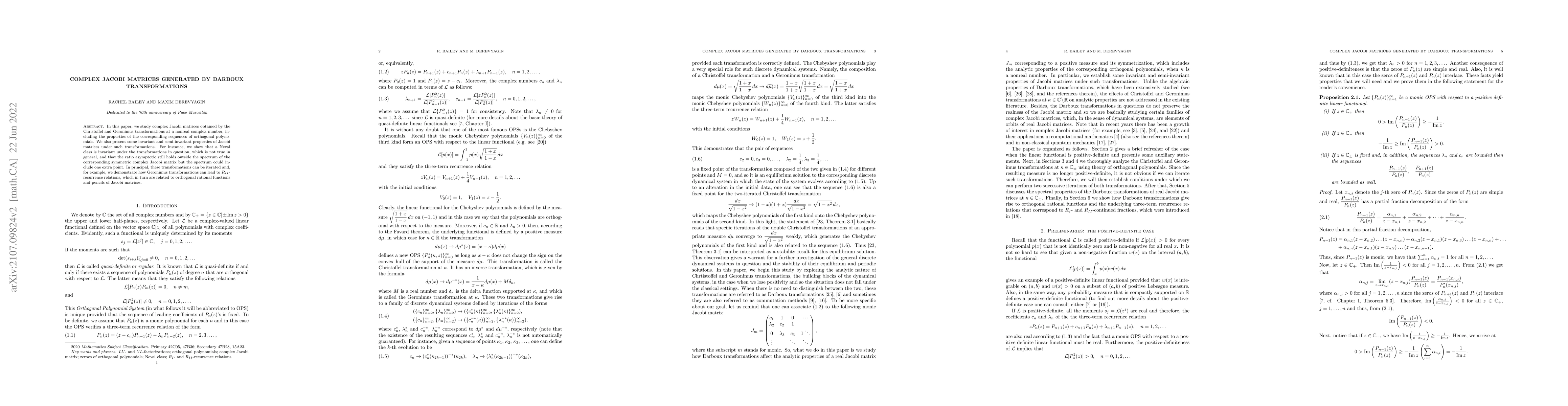Thumbnail for Complex Jacobi matrices generated by Darboux transformations