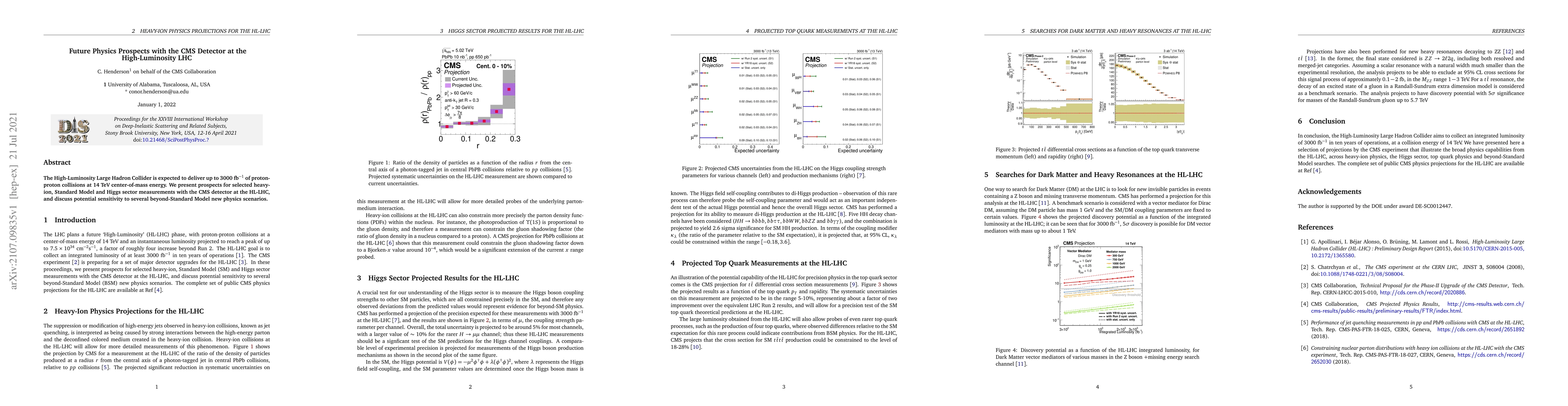 Thumbnail for Future Physics Prospects with the CMS Detector at the High-Luminosity
  LHC