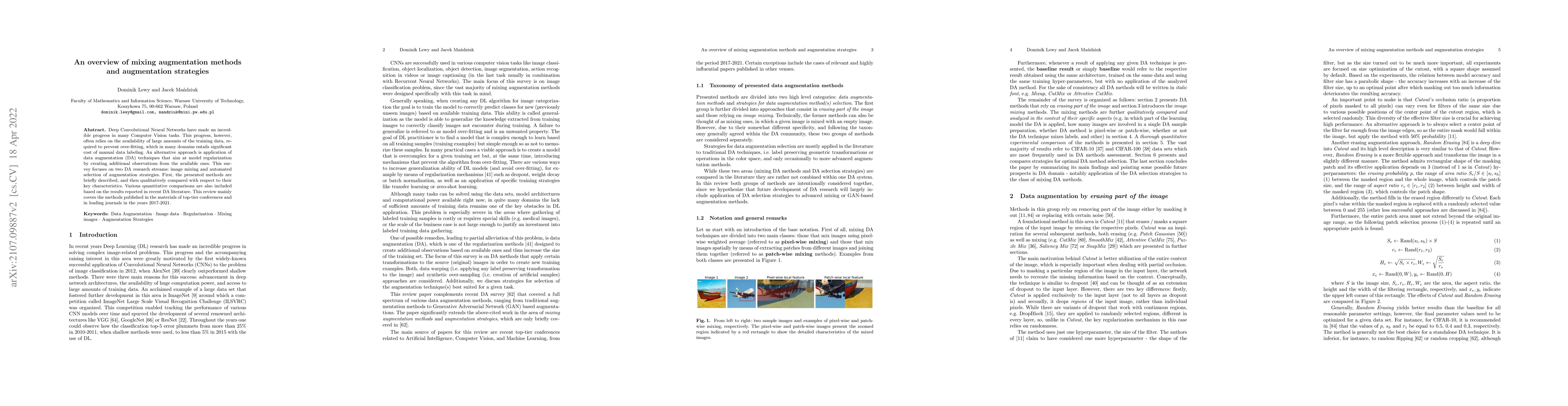 Thumbnail for An overview of mixing augmentation methods and augmentation strategies