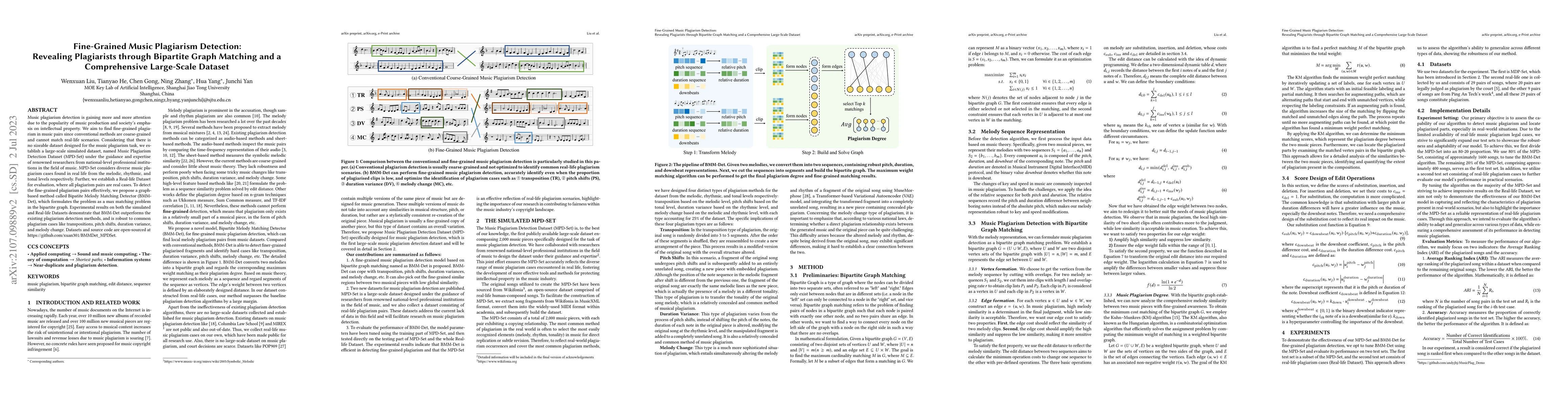 Thumbnail for Fine-Grained Music Plagiarism Detection: Revealing Plagiarists through
  Bipartite Graph Matching and a Comprehensive Large-Scale Dataset