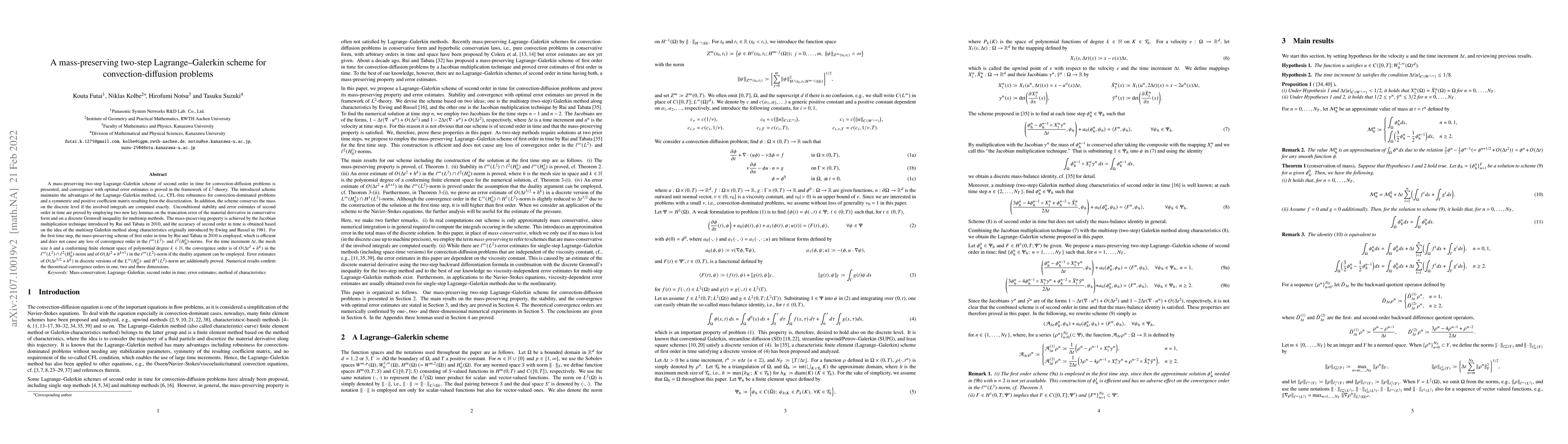 Thumbnail for A mass-preserving two-step Lagrange-Galerkin scheme for
  convection-diffusion problems