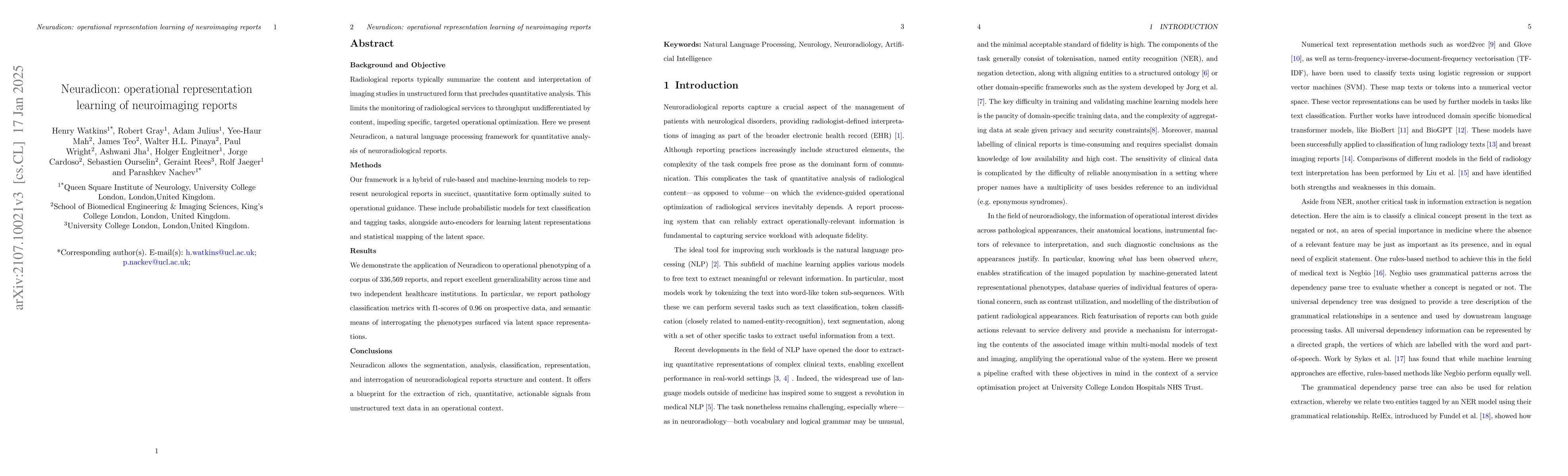 Thumbnail for Neuradicon: operational representation learning of neuroimaging reports