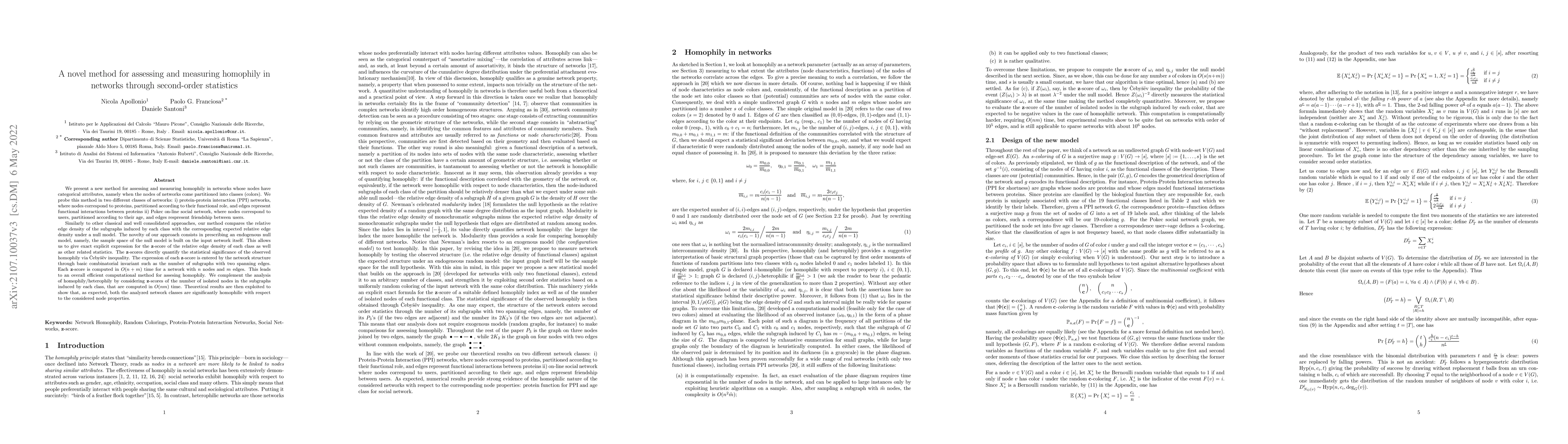 Thumbnail for A novel method for assessing and measuring homophily in networks through
  second-order statistics