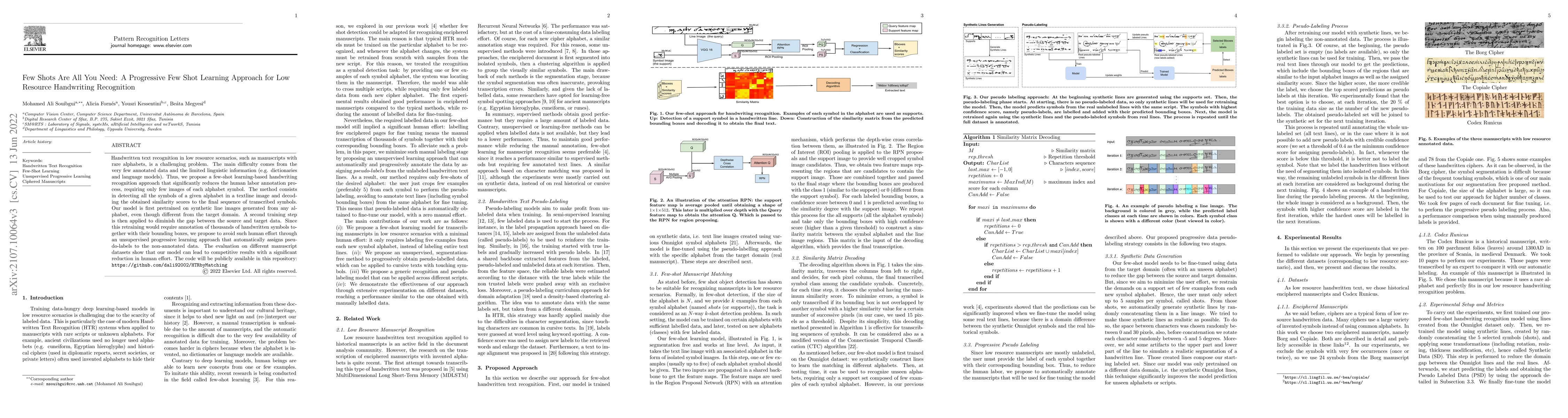 Thumbnail for Few Shots Are All You Need: A Progressive Few Shot Learning Approach for
  Low Resource Handwritten Text Recognition