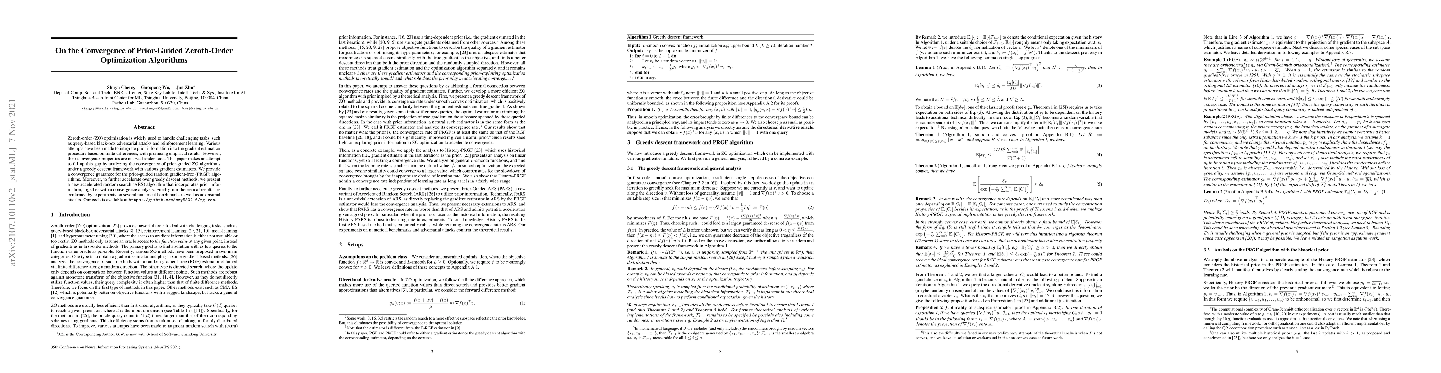 Thumbnail for On the Convergence of Prior-Guided Zeroth-Order Optimization Algorithms