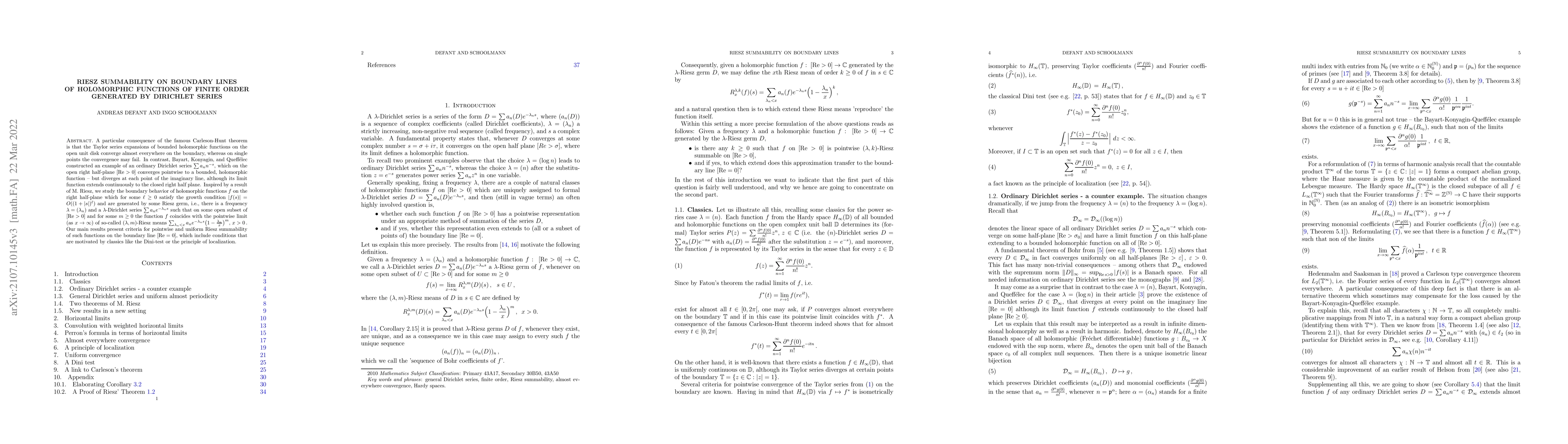 Thumbnail for Riesz summability on boundary lines of holomorphic functions generated
  by Dirichlet series