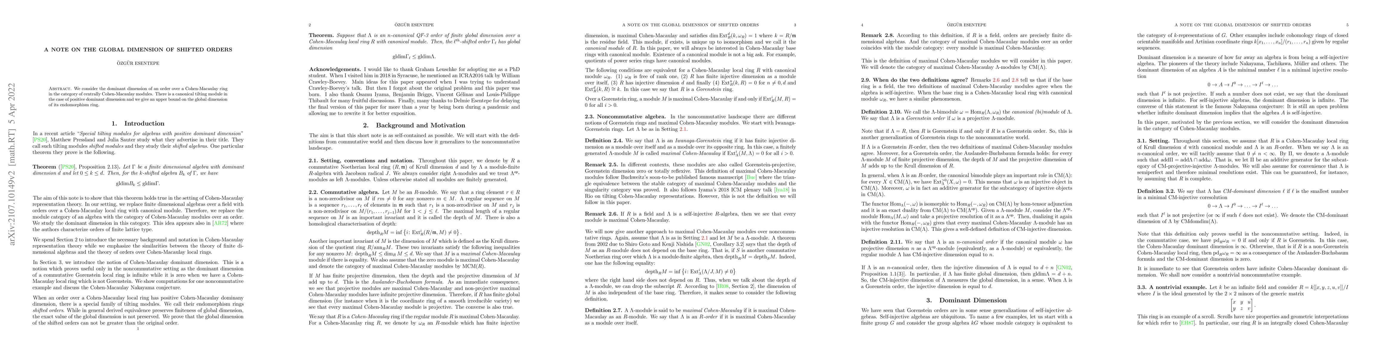 Thumbnail for A Note on The Global Dimension of Shifted Orders