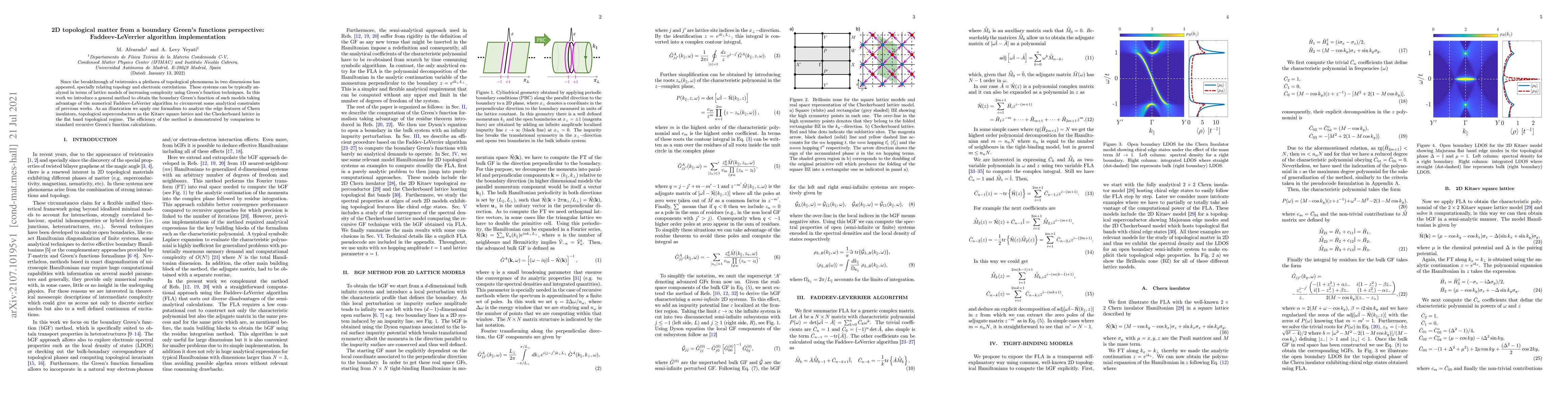 Thumbnail for 2D topological matter from a boundary Green's functions perspective:
  Faddeev-LeVerrier algorithm implementation