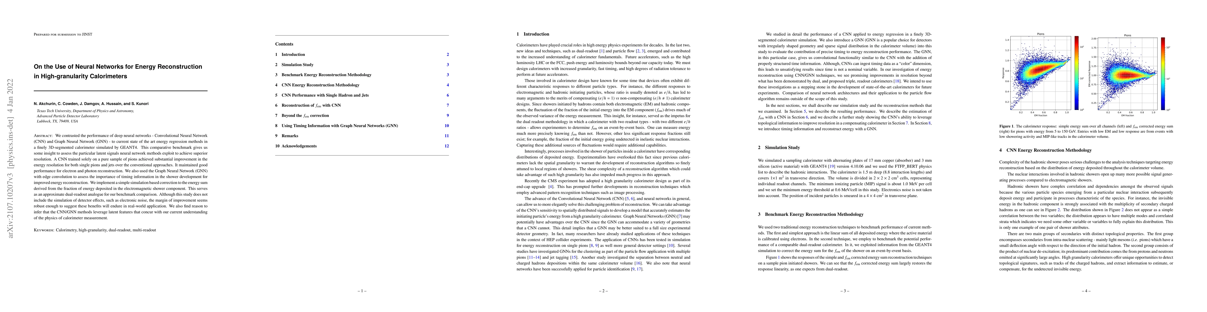 Thumbnail for On the Use of Neural Networks for Energy Reconstruction in
  High-granularity Calorimeters