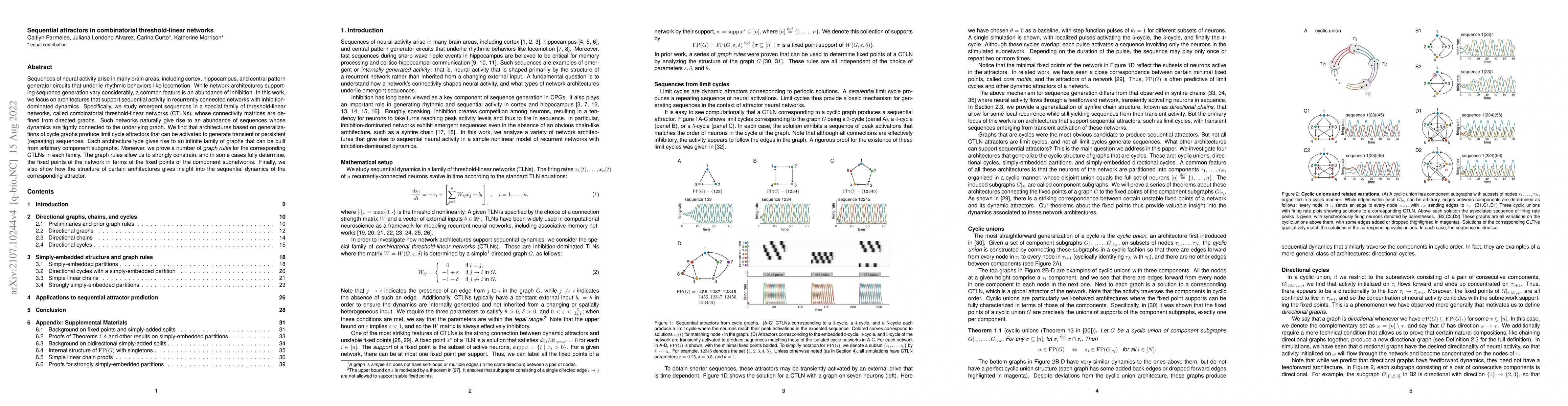 Thumbnail for Sequential attractors in combinatorial threshold-linear networks