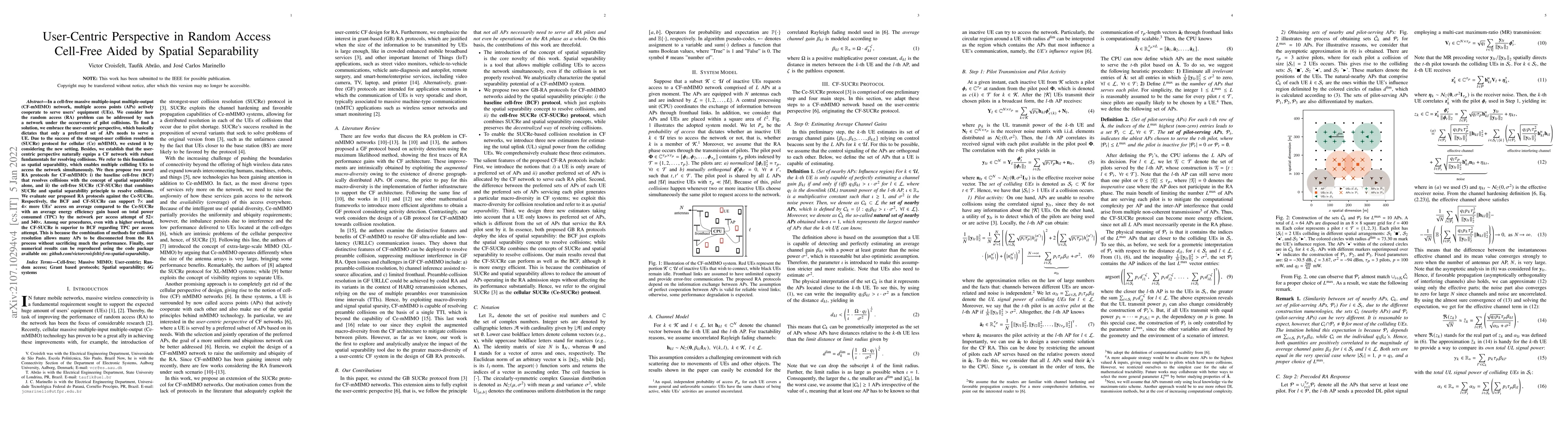 Thumbnail for User-Centric Perspective in Random Access Cell-Free Aided by Spatial
  Separability