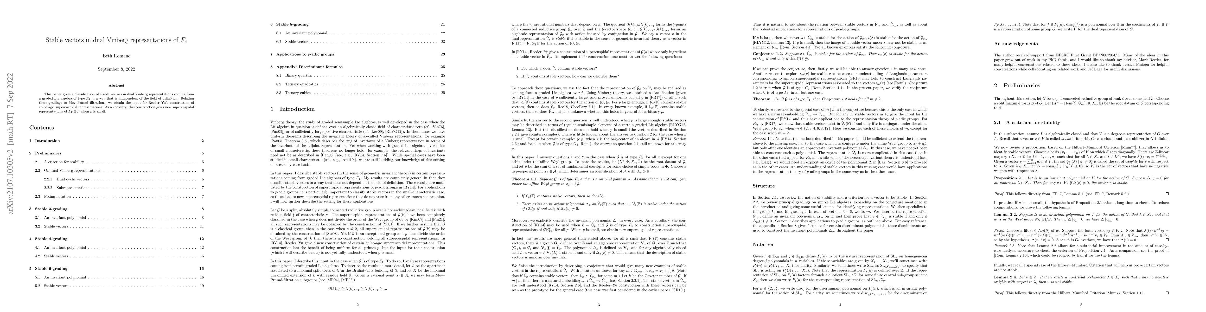 Thumbnail for Stable vectors in dual Vinberg representations of $F_4$